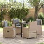 Conjunto de Comedor de Jardín 5 pcs Beige ratán sintético