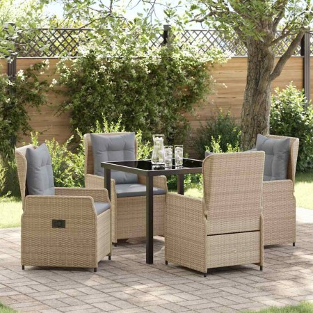 Conjunto de Comedor de Jardín 5 pcs Beige ratán sintético