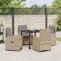 Conjunto de Comedor de Jardín 5 pcs Beige ratán sintético