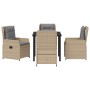 Conjunto de Comedor de Jardín 5 pcs Beige ratán sintético