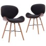 Sillas de comedor 2 unidades tela y madera curvada gris oscuro