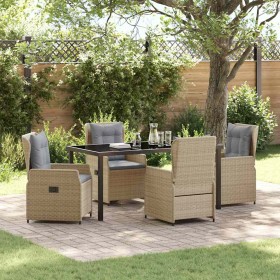 Conjunto de Comedor de Jardín 5 pcs Beige ratán sintético