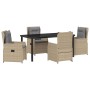 Conjunto de Comedor de Jardín 5 pcs Beige ratán sintético