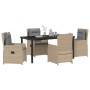 Conjunto de Comedor de Jardín 5 pcs Beige ratán sintético