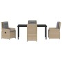 Conjunto de Comedor de Jardín 5 pcs Beige ratán sintético