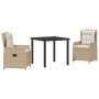 Conjunto de Comedor de Jardín 3 pcs Beige ratán sintético