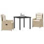 Conjunto de Comedor de Jardín 3 pcs Beige ratán sintético