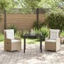 Conjunto de Comedor de Jardín 3 pcs Beige ratán sintético