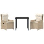 Conjunto de Comedor de Jardín 3 pcs Beige ratán sintético