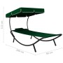 Gartenliege mit Markise und grünem Kissen von vidaXL, Liegen - Ref: Foro24-313534, Preis: 100,47 €, Rabatt: %