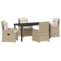 Conjunto de Comedor de Jardín 5 pcs Beige ratán sintético