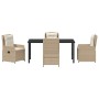 Conjunto de Comedor de Jardín 5 pcs Beige ratán sintético