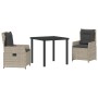 Conjunto de Comedor de Jardín 3 pcs Gris Claro ratán sintético