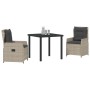 Conjunto de Comedor de Jardín 3 pcs Gris Claro ratán sintético