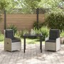 Conjunto de Comedor de Jardín 3 pcs Gris Claro ratán sintético