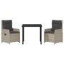 Conjunto de Comedor de Jardín 3 pcs Gris Claro ratán sintético