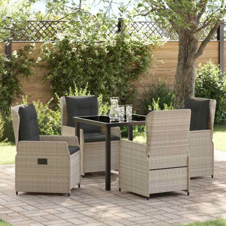 Conjunto de Comedor de Jardín 5 pcs Gris Claro ratán sintético