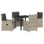 Conjunto de Comedor de Jardín 5 pcs Gris Claro ratán sintético