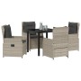 Conjunto de Comedor de Jardín 5 pcs Gris Claro ratán sintético