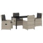 Conjunto de Comedor de Jardín 5 pcs Gris Claro ratán sintético