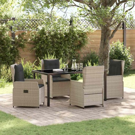 Conjunto de Comedor de Jardín 5 pcs Gris Claro ratán sintético