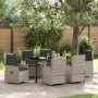 Conjunto de Comedor de Jardín 7 pcs Gris Claro ratán sintético
