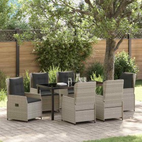 Conjunto de Comedor de Jardín 7 pcs Gris Claro ratán sintético