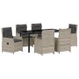 Conjunto de Comedor de Jardín 7 pcs Gris Claro ratán sintético