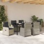 Conjunto de Comedor de Jardín 7 pcs Gris Claro ratán sintético