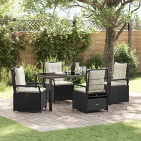 Conjunto de Comedor de Jardín 5 pcs Negro ratán sintético