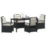 Conjunto de Comedor de Jardín 5 pcs Negro ratán sintético
