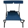 Tumbona de jardín con toldo y cojín azul de vidaXL, Tumbonas - Ref: Foro24-313535, Precio: 88,14 €