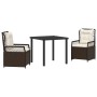 Conjunto de Comedor de Jardín 3 pcs Marrón ratán sintético