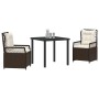 Conjunto de Comedor de Jardín 3 pcs Marrón ratán sintético