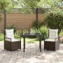 Conjunto de Comedor de Jardín 3 pcs Marrón ratán sintético