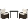 Conjunto de Comedor de Jardín 3 pcs Marrón ratán sintético