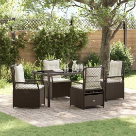 Conjunto de Comedor de Jardín 5 pcs Marrón ratán sintético