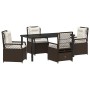 Conjunto de Comedor de Jardín 5 pcs Marrón ratán sintético