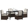 Conjunto de Comedor de Jardín 5 pcs Marrón ratán sintético