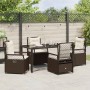 Conjunto de Comedor de Jardín 5 pcs Marrón ratán sintético