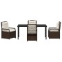 Conjunto de Comedor de Jardín 5 pcs Marrón ratán sintético
