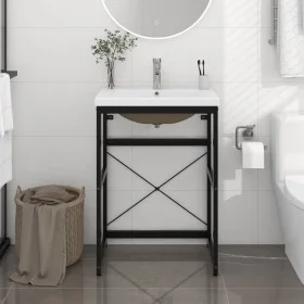 Bathroom structure with built-in black iron sink by vidaXL, bathroom vanities - Ref: Foro24-3101389, Price: 171,13 €, Discoun...