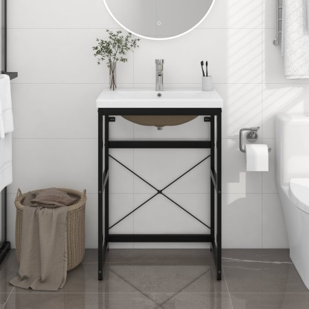 Bathroom structure with built-in black iron sink by vidaXL, bathroom vanities - Ref: Foro24-3101389, Price: 166,46 €, Discoun...