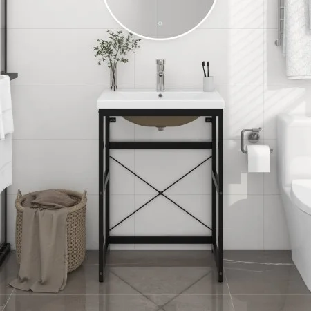 Bathroom structure with built-in black iron sink by vidaXL, bathroom vanities - Ref: Foro24-3101389, Price: 171,13 €, Discoun...