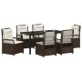 Conjunto de Comedor de Jardín 7 pcs Marrón ratán sintético