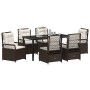 Conjunto de Comedor de Jardín 7 pcs Marrón ratán sintético