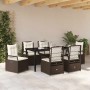 Conjunto de Comedor de Jardín 7 pcs Marrón ratán sintético