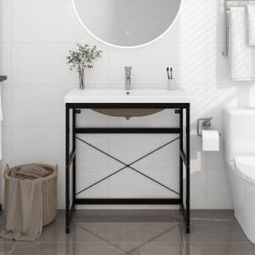 Estructura de baño con lavabo incorporado hierro negro de vidaXL, Tocadores de baño - Ref: Foro24-3101390, Precio: 223,08 €, ...