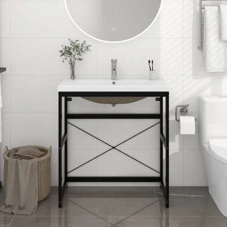 Bathroom structure with built-in black iron sink by vidaXL, bathroom vanities - Ref: Foro24-3101390, Price: 217,88 €, Discoun...
