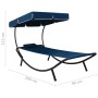 Tumbona de jardín con toldo y cojín azul de vidaXL, Tumbonas - Ref: Foro24-313535, Precio: 88,14 €